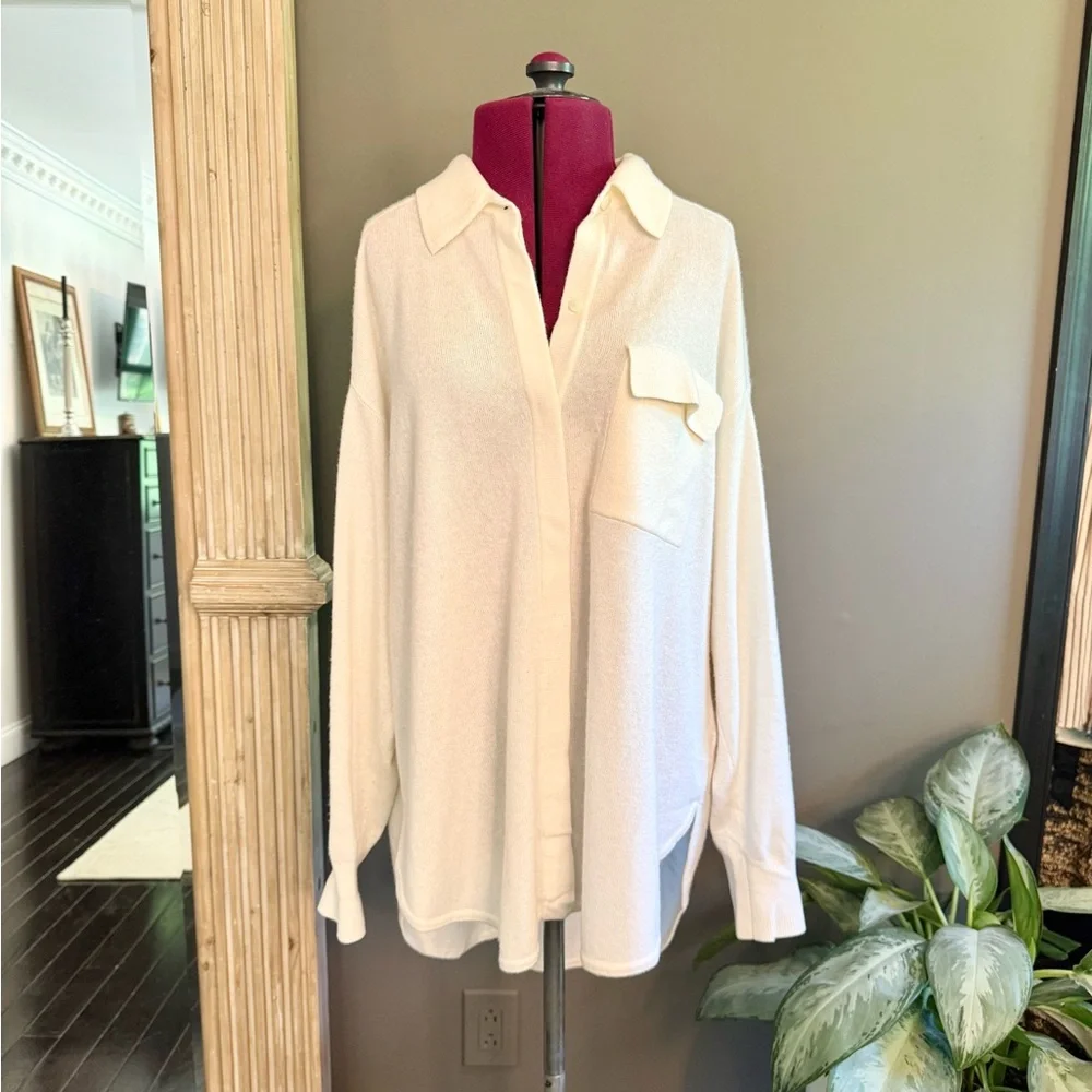 Reiss Off-White Wool Blend Shirt - Picture 1 of 8